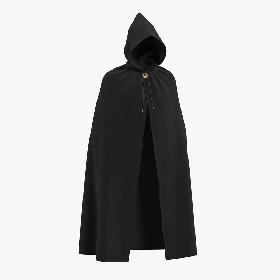 Black Cloak or Cape with Hood 3D